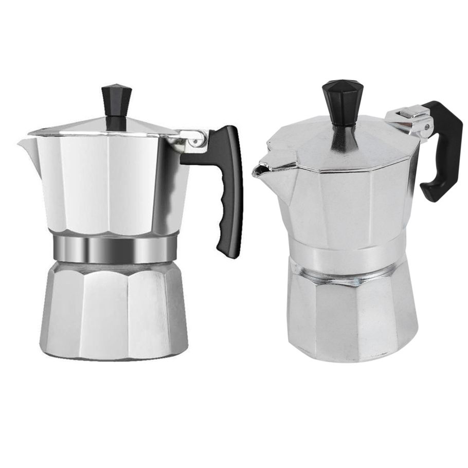 2 Pcs Aluminum Italian Stove Top/Moka Espresso Coffee Maker/Percolator Pot Tool, 50Ml & 150Ml Silver