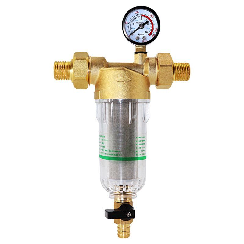 Pod system Water Pre Filter System 2/5 Inch&1 Inch Brass Mesh Prefilter Purifier W/ Reducer Adapter&Gauge-Clear