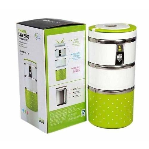 3 Layer Lunch Box Set - Green and White