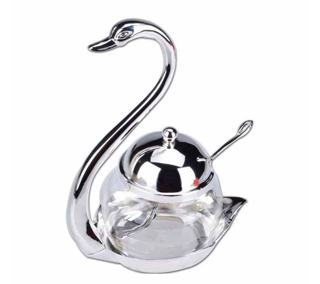 swan sugar bowl spoon set 