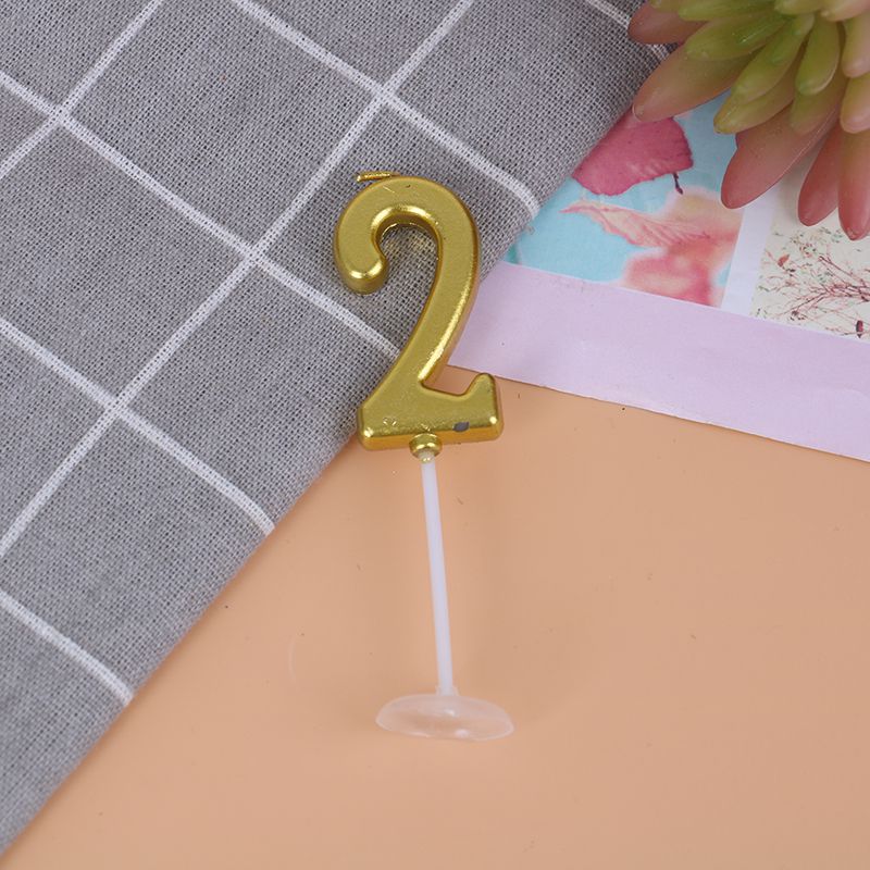 DIY Gold Number 0-9 Happy Birthday Cake Candles Topper Decoration Party Supplies
