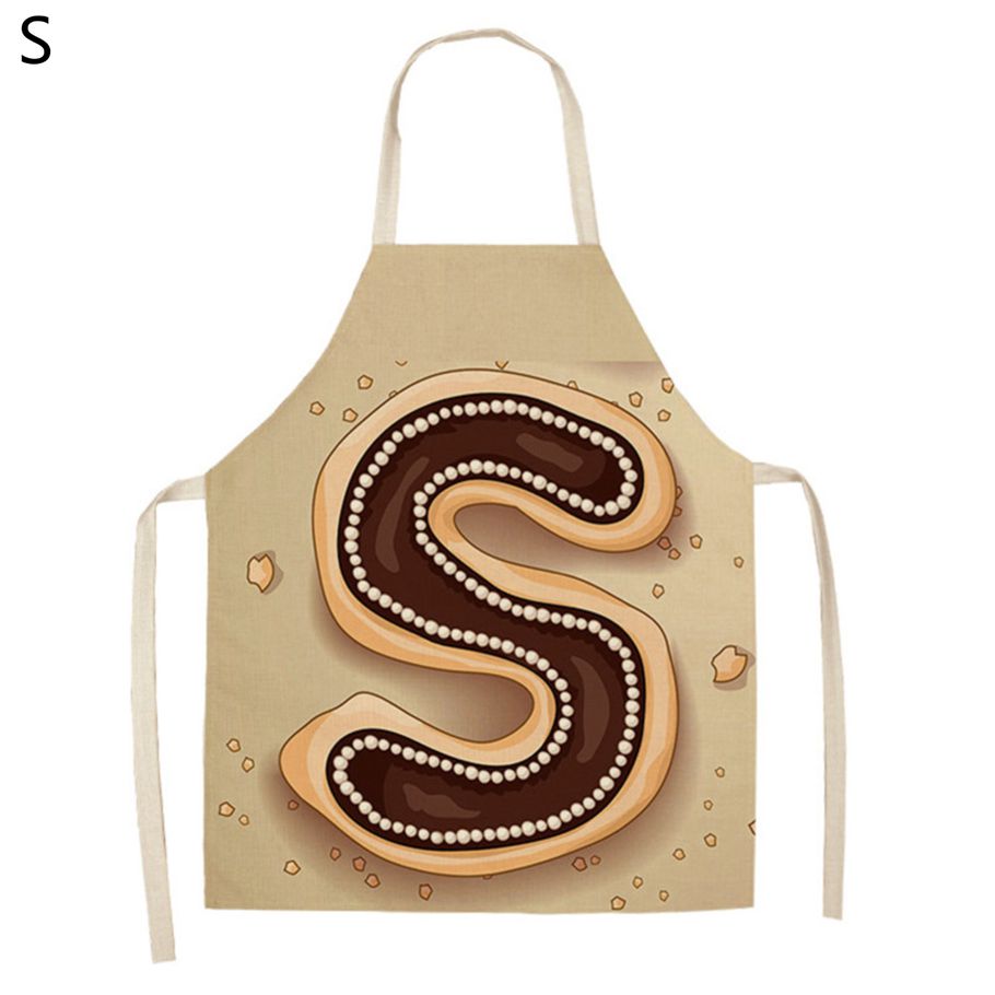 Cooking Bib Soft Texture Grease Resistant Flax Letter Printed Chef Kitchen Apron Baking Accessories