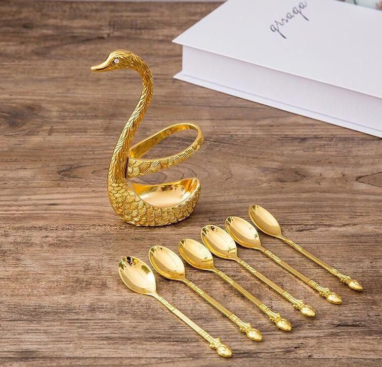 Swan Dinnerware European Style Gold/Silver Finish Spoon Set