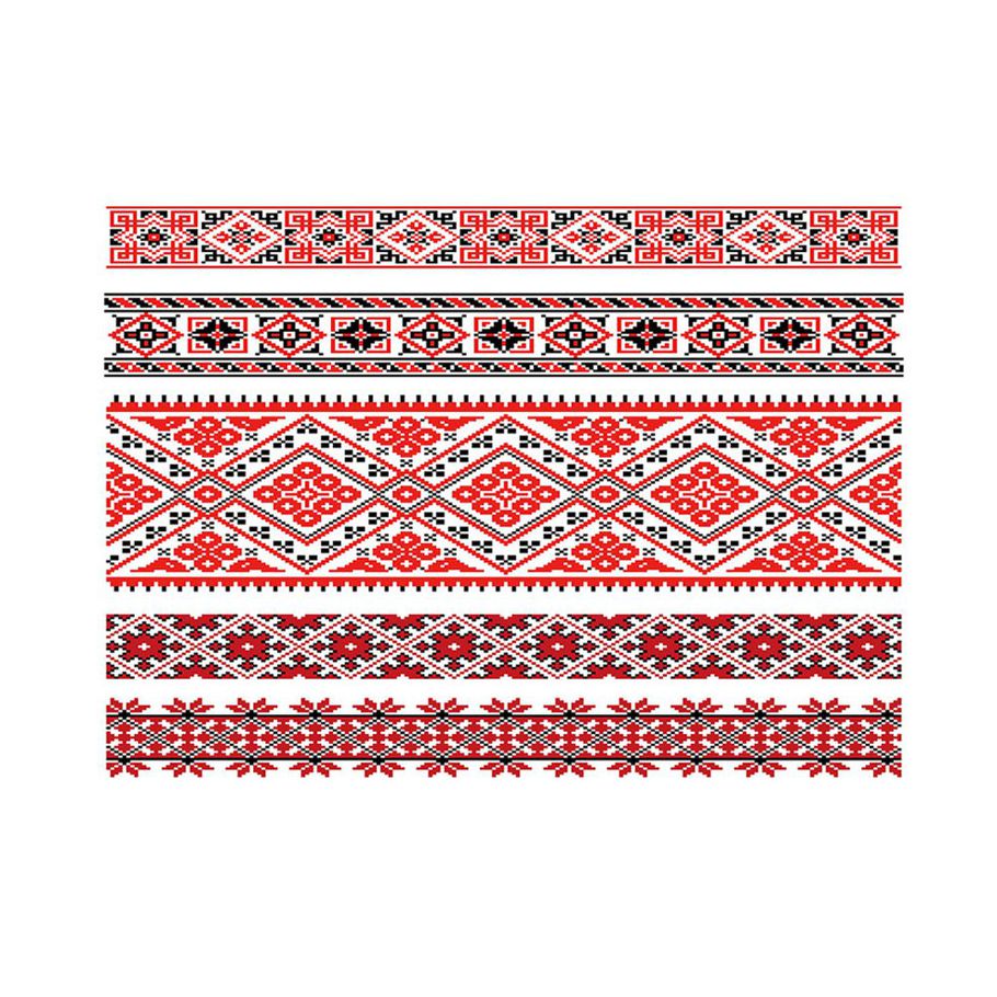 MA Folk-custom Pattern Tablecloth Fabric Waterproof Polyester Smooth White Red-red and white