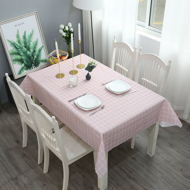 OIMG Pure Color Plaid Tablecloth Nordic Ins Wind Table Mat Pvc Table Mat Tablecloth Waterproof And Oil-Proof Tablecloth