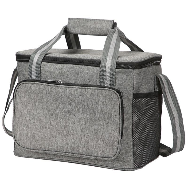 Insulated Picnic Bag Soft Sided Beach Cooler Bag Leakproof Lightweight Portable Car Cooler Tote for Outdoor Travel Gray