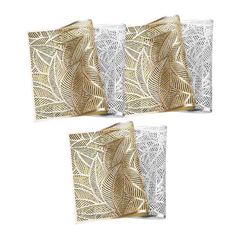6 Pack Hot Stamping Hollowed-Out Insulated Placemat ,Leaf Pattern Coffee Cup Mats Kitchen Home Decor,aurumen+galactic