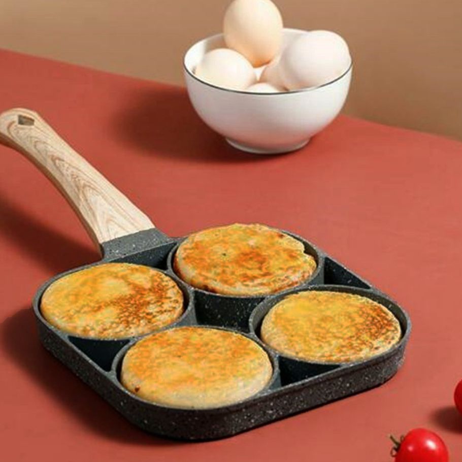Kitchen Utensils 4-Hole Frying Pot Non-Stick Egg Pancake Cooking Pan Cookware For Induction Gas Cooker
