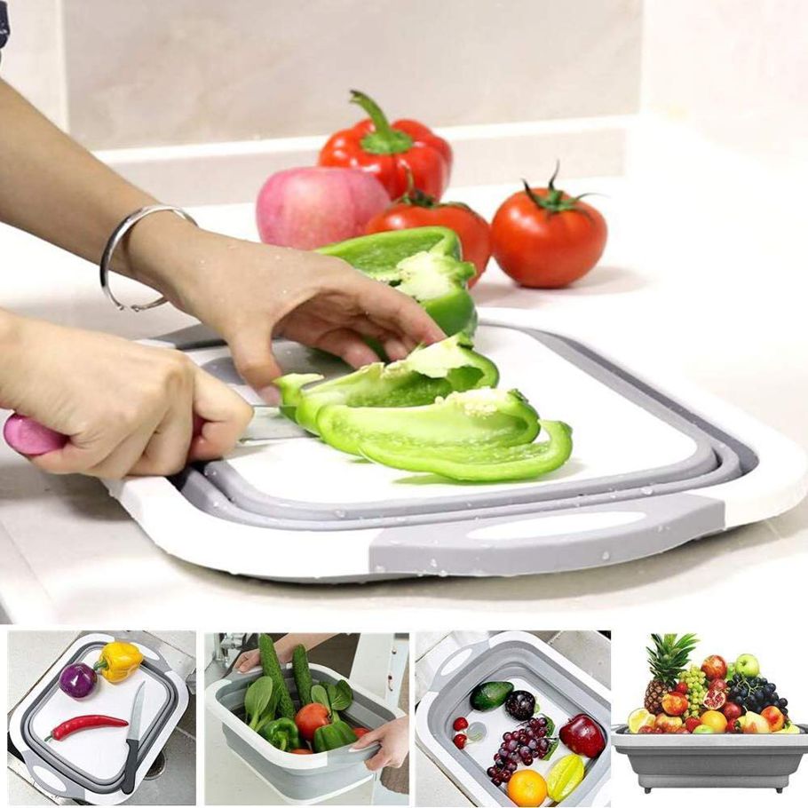 Cutting Chopping Board Washing Bowl Fruit Vegetable Basket 4 in 1 chopping board