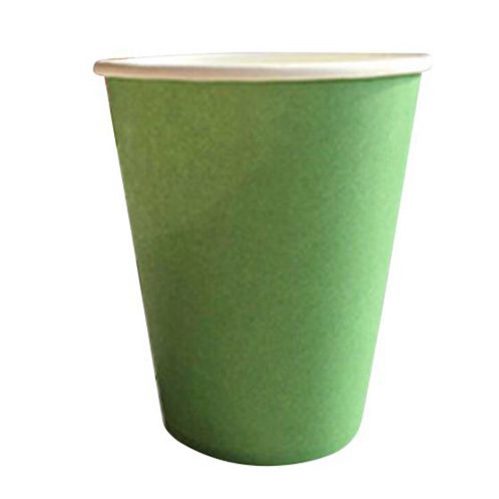20 Paper Cups (9oz) - Plain Solid Colours Birthday Party Tableware Catering(green)