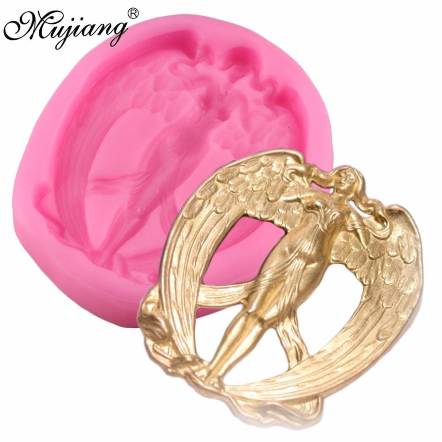 Mujiang 3D Angel Silicone Mold Fondant Cake Molds Chocolate Candy Biscuits Moulds DIY Wedding Cake Decorating Baking Tools