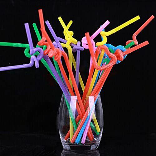 Flexible Plastic Drinking Straws, 10 Inches Extra Long Colorful- 25 pcs