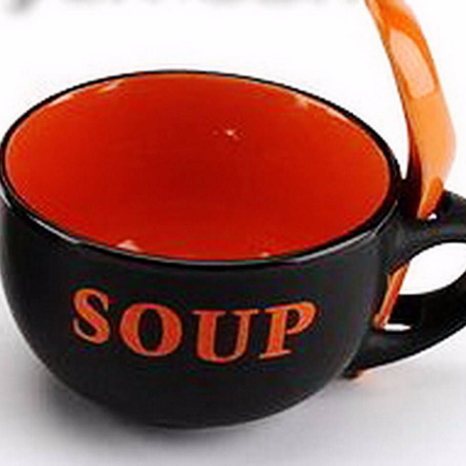 Ceramic Soup Mug With Spoon