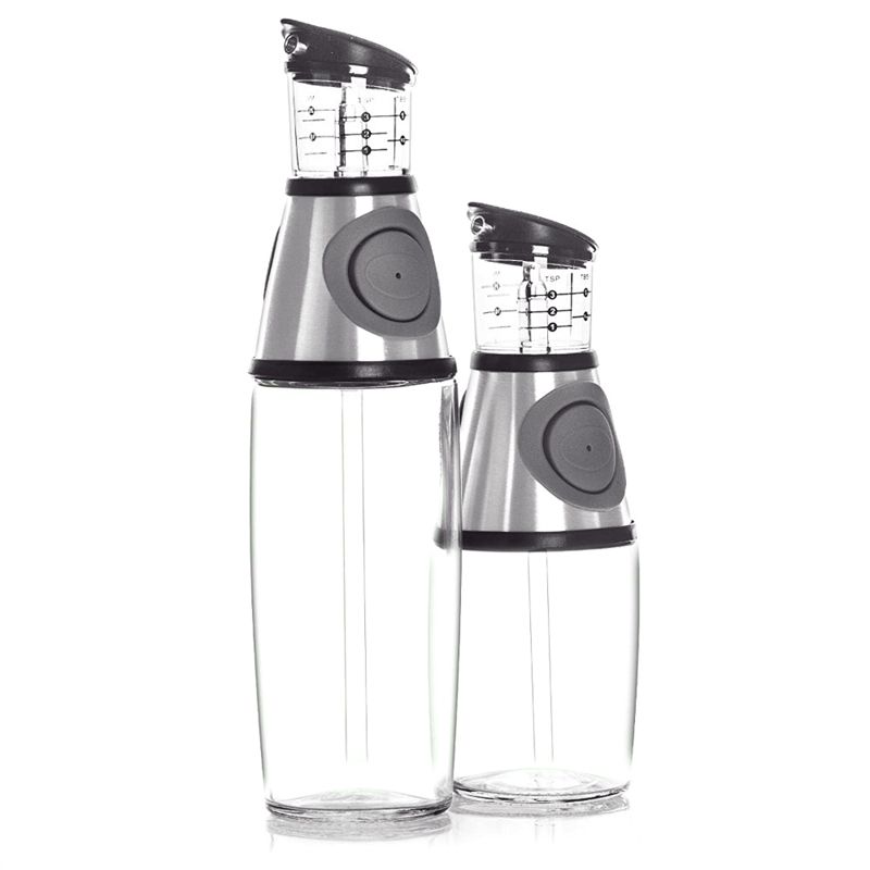 2Pcs/Set 9/17Oz Olive Oil Dispenser Bottle Set Oil Vinegar Cruet with Drip-Free Spouts Kitchen Gadget