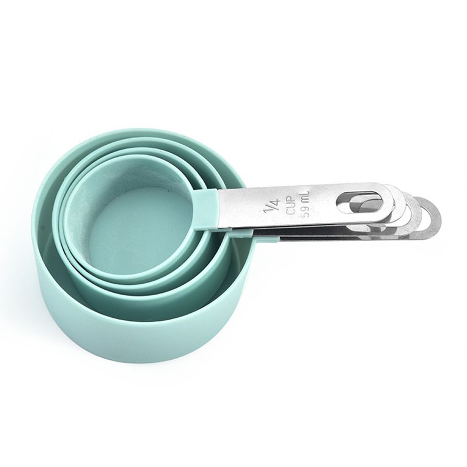 GC 4pcs/set Stainless Steel Handle Measuring Cup Measuring Spoon Set With Scale Kitchen Baking Cooking Tools Kitchen Supplies specification:measuring cup green