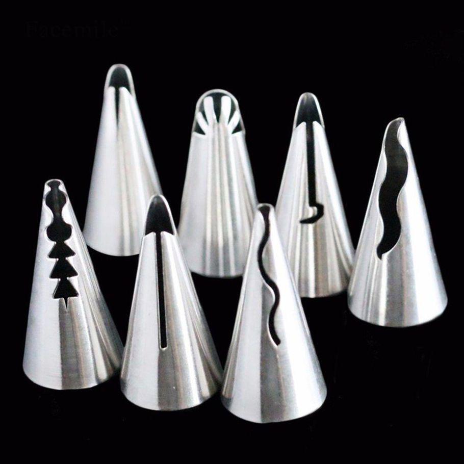 7PCS/SET Nozzles Pastry Decorating Tips Stainless Steel Icing Piping Nozzle