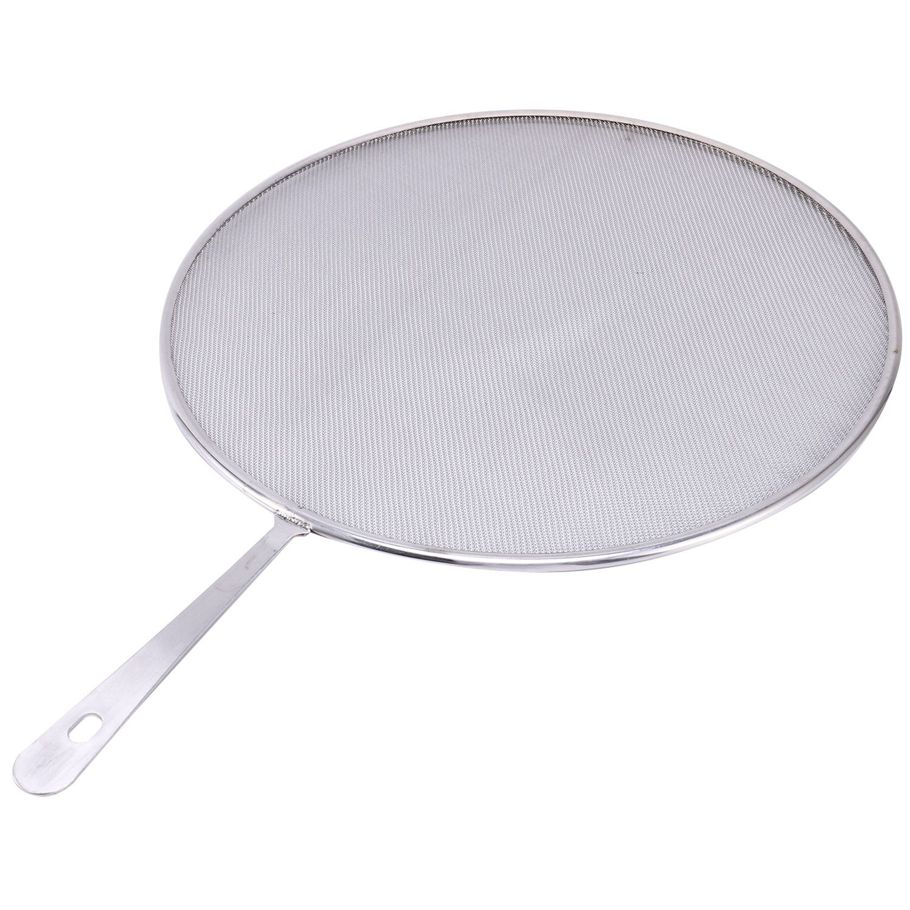 Durable Stainless Steel Splatter Screen Handle Anti Grease Splash Scald Proof Frying Pan Cover Cooking Tools Oil Net