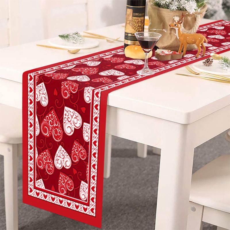 Valentines Day Table Runner 108 Inch Long, Red Heart Table Runner Non-Slip Dining Table Runners Holiday Party Decor