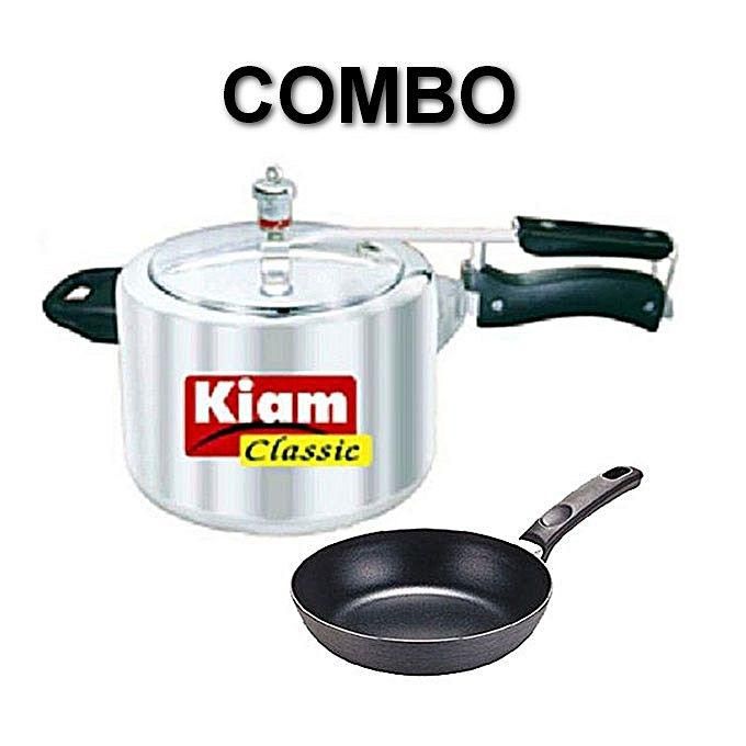 Combo of Classic Pressure Cooker 6.5 Liter and 14cm Non-Stick Frypan