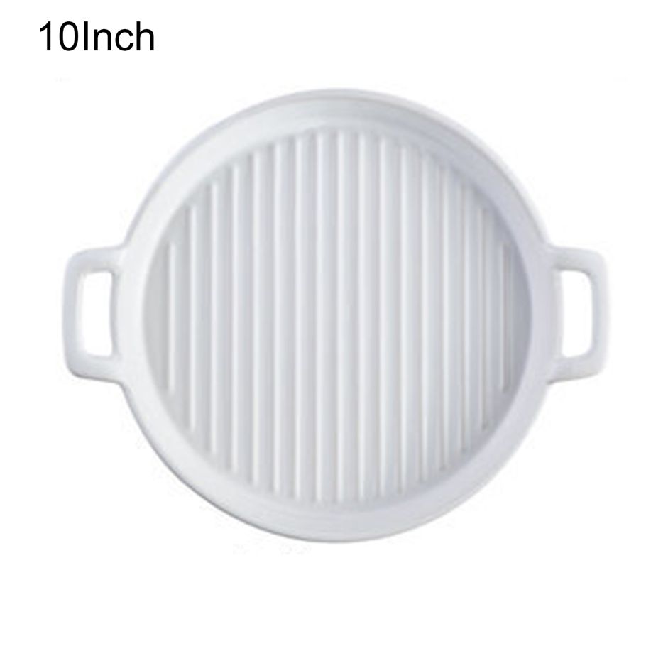 Baking Plate Personality Double Handle Porcelain Smooth Surface Cooking Plate for Home