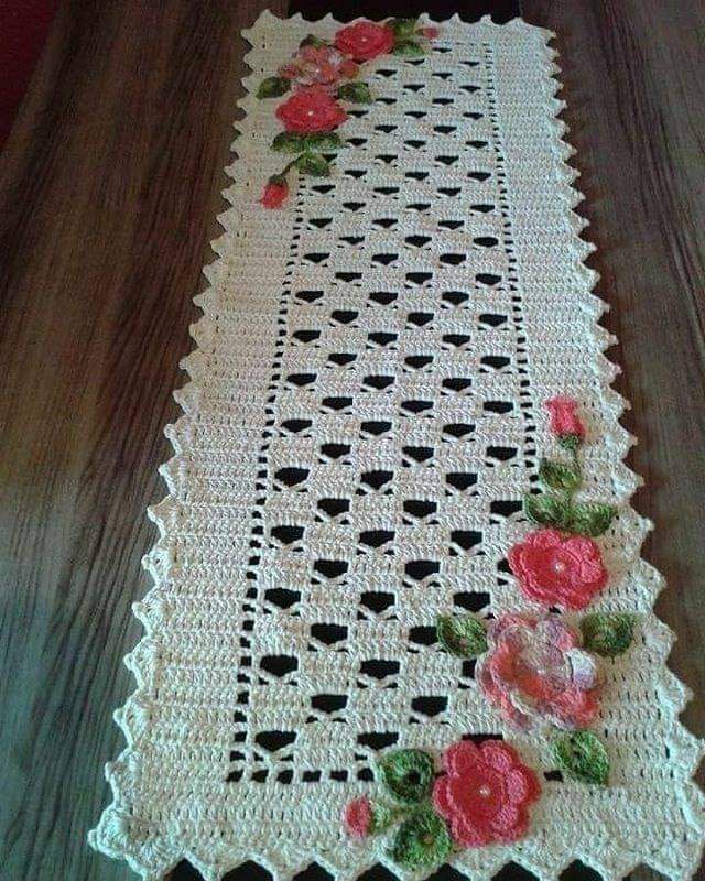 Crocet Table runner 35 inch long for Table or, Tea table