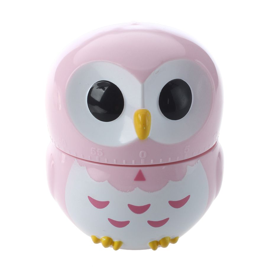 Owl Egg Timer Hourglass Egg Timer Kitchen Timer (1-60 minutes) (Pink) - pink