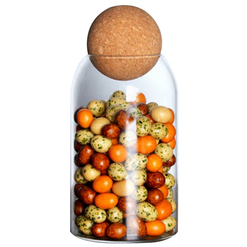 500ML Ball Cork Lead-Free Glass Jar with Lid Bottle Storage Tank Sealed Tea Cans Cereals Transparent Storage Jars