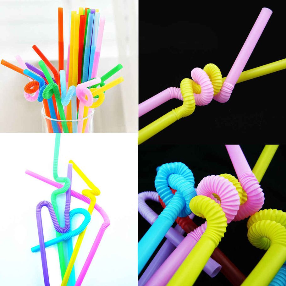 50 Pieces Flexible Juice/Other Drinks Straw For Any Occasion- 10 Inch Multicolor