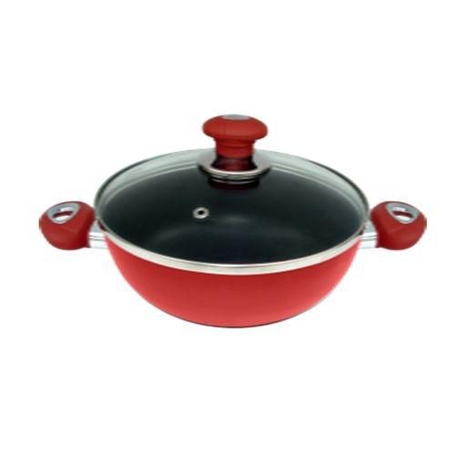 Non-Stick Wok With Glass Lid 30cm - Red