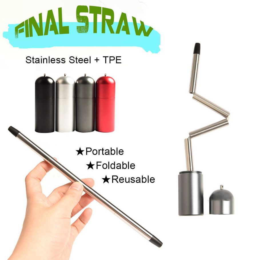 Collapsible Reusable Straw Stainless Portable Travel Final Outdoor MF Household
