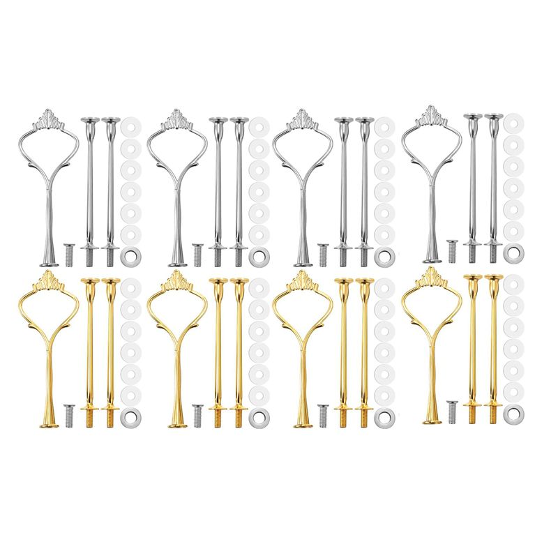 8 Sets 3 Tier Crown Cake Plate Stand Fittings Hardware Holder Kitchen Gadgets for Wedding and Party - galactic&aurumen