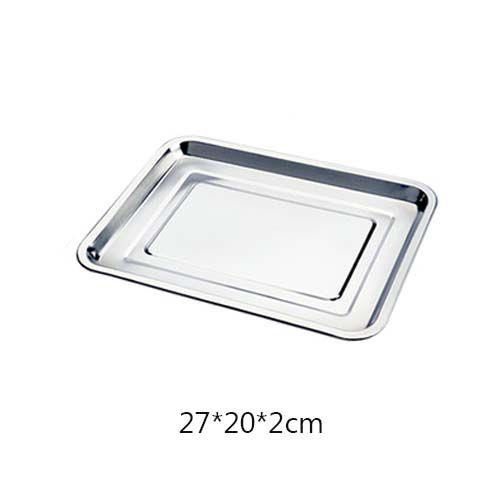 JINSERTA Stainless Steel Storage Trays Thick Pans Rectangular Multi-function Cafeteria Tray Barbecue Deep Rice Dishes Plate