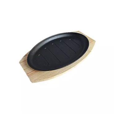Sizzler Plate with Wooden Plate/Stand- Black