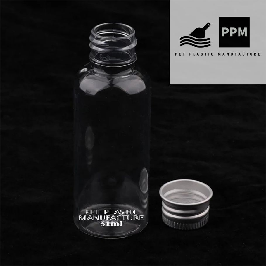 Oil bottle with silver cap 20 piece combo pack 50ml transparent plastic