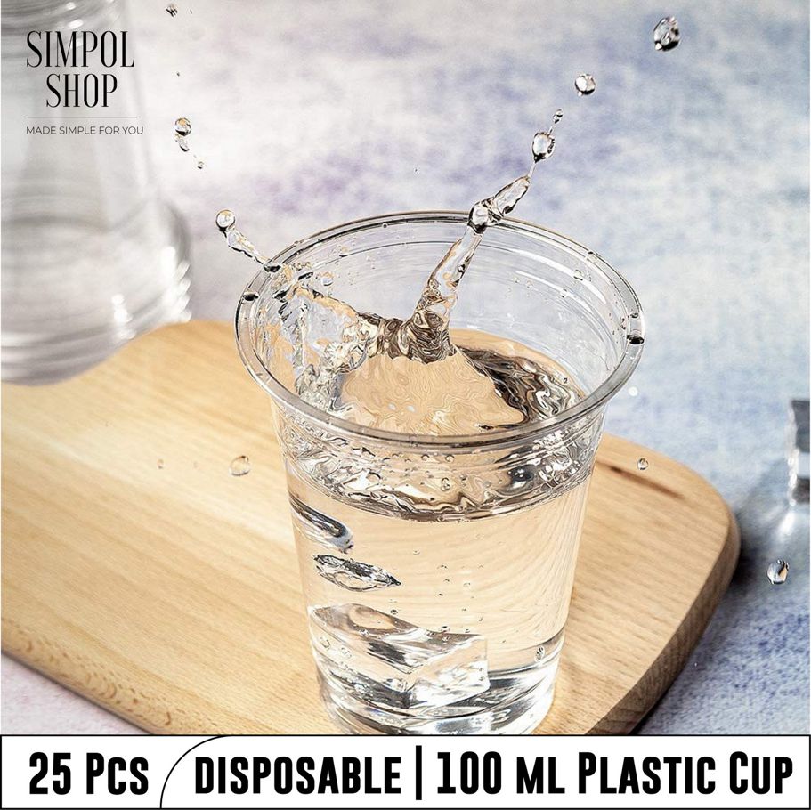 25 Piece Plastic Tea Drinking Cup Transparent Coffee Drinking Cup- 100 Ml