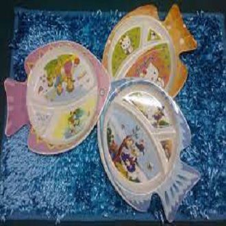 Melamine Baby Fish Shape Divided Plate-1 Piece Multi Color