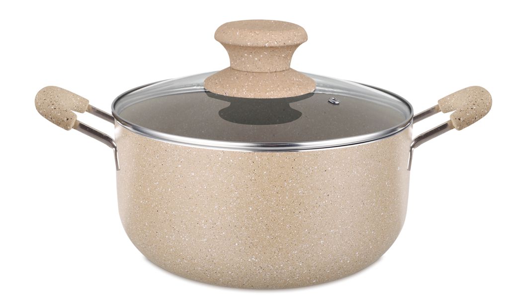 Disnie 36cm Marble Coating  Nonstick Casserole With Cover -Brown