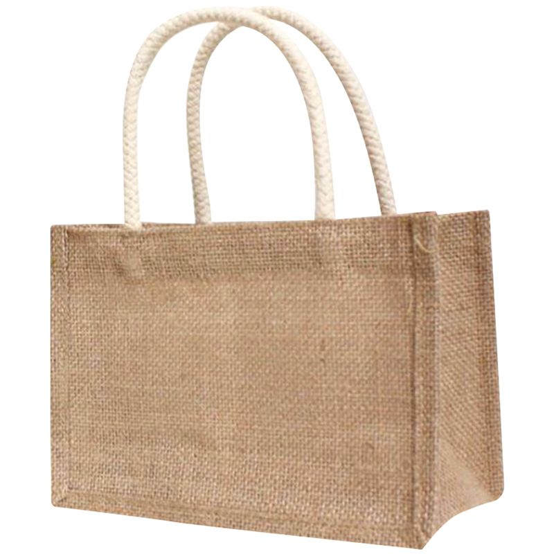 Jute Burlap Tote Large Reusable Grocery Bags with Handles Women Shopping Bag DIY Eco-Friendly Shopping Bag, S