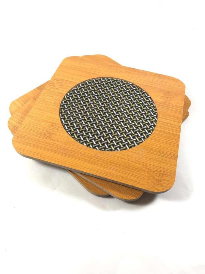 Bamboo and Fabric Table Mat - Black and Brown