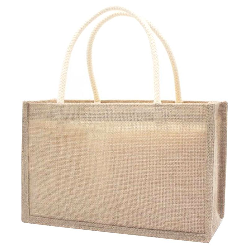 Jute Burlap Tote Large Reusable Grocery Bags with Handles Women Shopping Bag DIY Eco-Friendly Shopping Bag, XL