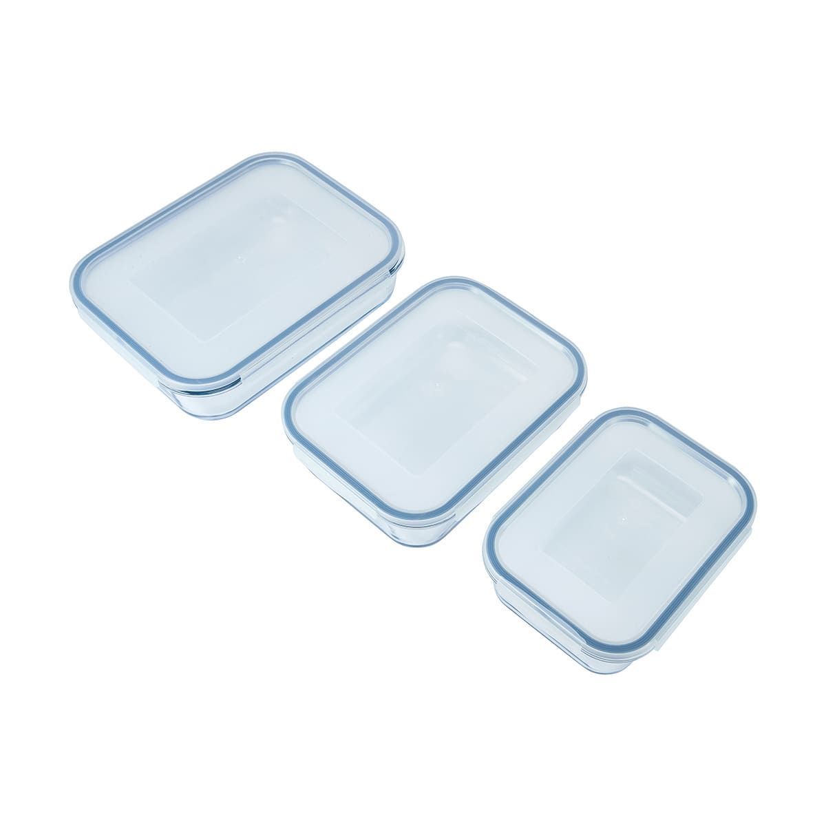 3 Pack Rectangular Glass Ovenware with Lids