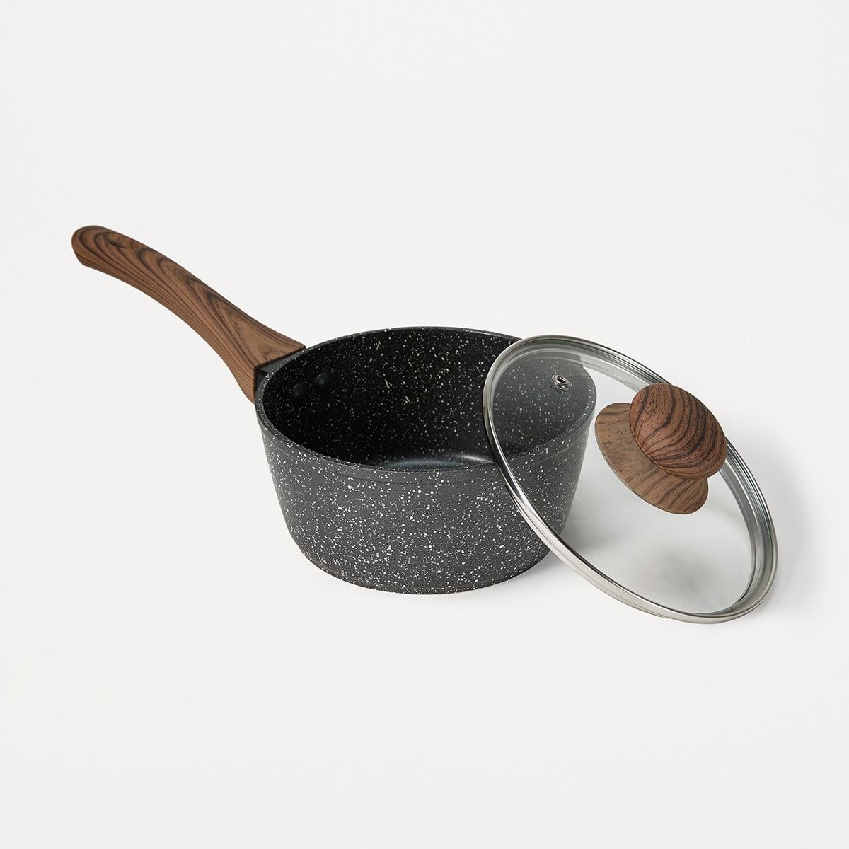 16cm Wood Look Handle Saucepan
