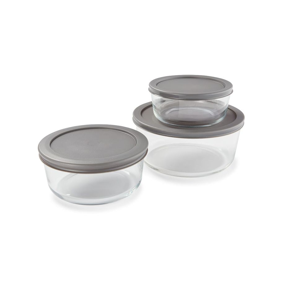 Set of 3 Round Glass Ovenware with Lids
