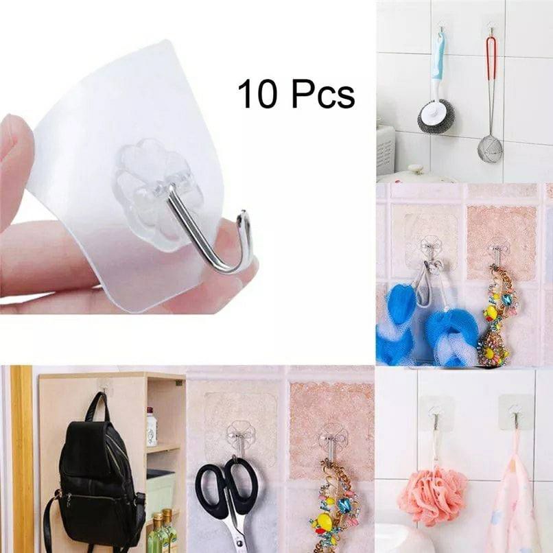 Multifunctional Wall Hook Towel Hanger/ Kitchen Hanger/ Bathroom Hanger/ Seamless Multifunctional Hanger Door Plastic Wall Hook 10 pcs