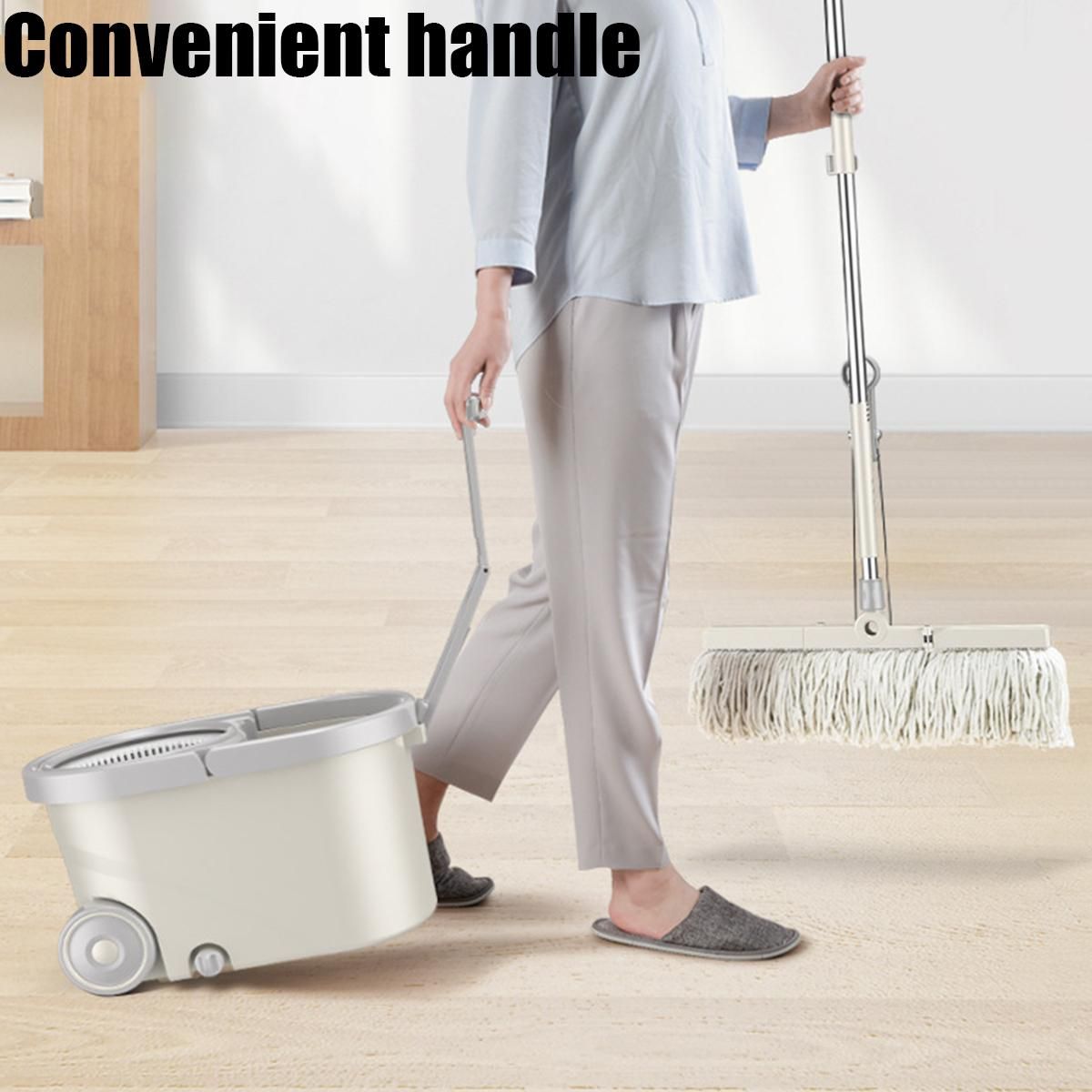 Self Cleaning Rotating Wringing Mop Bucket System Laundry Flat Floor Free Hand Wash Mop -