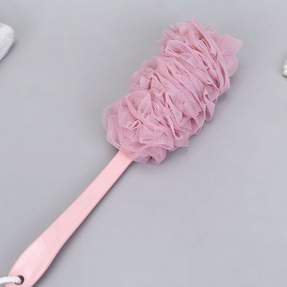 3 Colors Soft Long Handle Shower Brush Easy Cleaning Puff Soft Body Mesh Scrub Back Scrubber