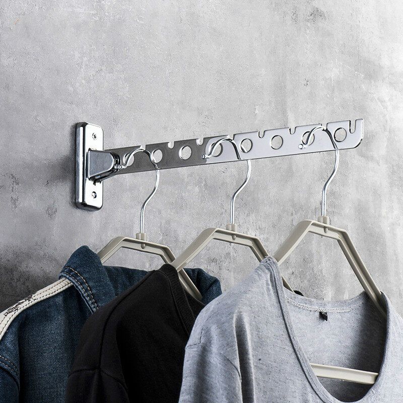 Panda Online 6/8/10 Holes Stainless Steel Wall Mounted Clothes Hanger Easy Wardrobe Cloakroom Folding Hanger