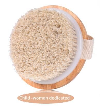 TREESMILE Natural Exfoliating Bristle Bath Brush Wooden Body Mage SPA Dry Brush - Bathes Brush Set Bathing Body Brush D40