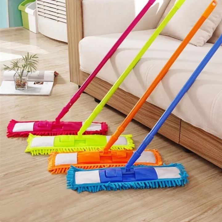 Panda Online Magic Microfiber Noodle Dust Mop Telescoping Pole Floor Easy Clean Rotating Head