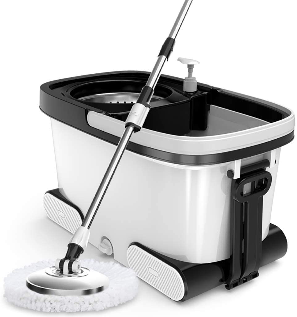 360 Degree Floor Magic Rotating Mop Bucket Set with 2 Microfiber Mop Heads Used for Floor